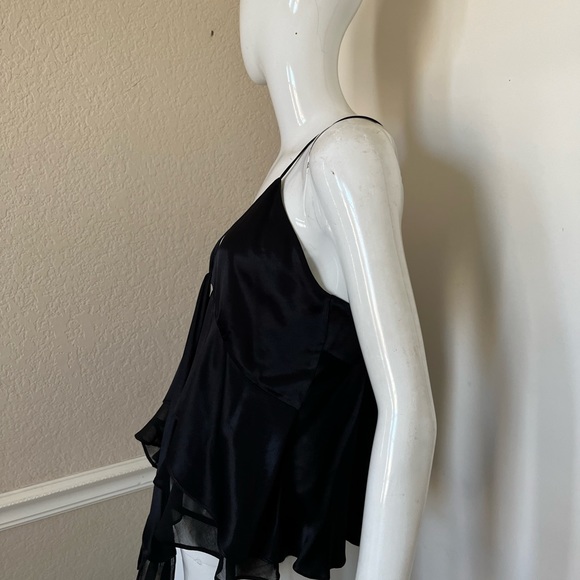 ZARA NWT! Black Satiny Flowy Waterfall Lined Camisole Tank Top Sz M NEW! - Picture 4 of 7